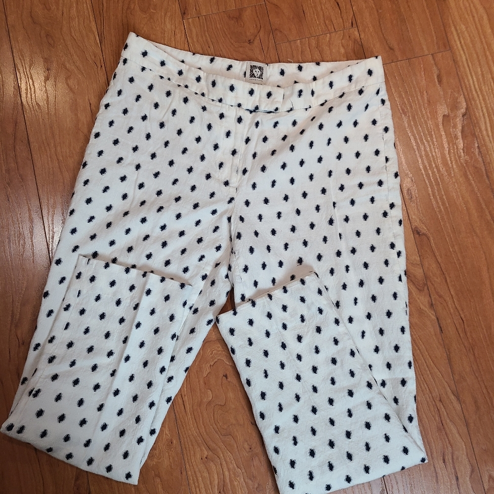 Anne Klein unlined linen cotton cropped pant